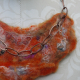 copper chain Orange felted yarn necklace with copper chain and vintage buttons