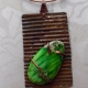 Green jasper recycled tin can prong necklace