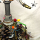 tutu is plastic caps, pods, acrylic shards, Christmas bulbs, sustainable art