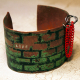 etched brick wall copper cuff Etched copper cuff "life" obstacles and hoops