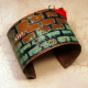 stamped word life Etched copper cuff "life" obstacles and hoops