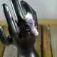 3 strand band oblong amethyst steel ring