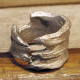 silver tone pewter Unisex pewter organic wood look ring