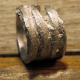 Unisex pewter organic wood look ring