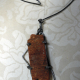 wire worn open "Jazzy Terrain" orange brick steel wire pendant necklace