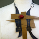 red vintage lucite cabochon leather jewelry