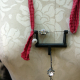 rhinestone hanging charm Recycled sewing machine part with hanging charm necklace