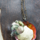 resin egg, enamel disc urban decay bohemian leather bib © necklace with fiber egg
