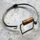 Steel wire wooden bead square bangle