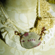 cast pewter Tattered lace necklace with Iced Enamels on pewter