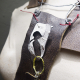 3D white enamel flower (or bird?) recycled leather necklace