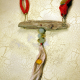 Wood look concrete driftwood necklace with Czech glass