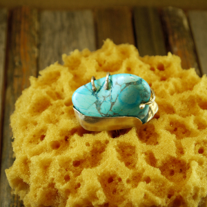 Abstract turquoise and sterling ring