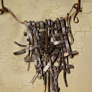 Textured sterling silver woven statement necklace