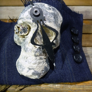 Day of the dead Edwardian men's skull cuff bracelet