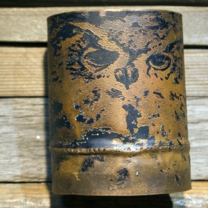 Etched owl copper cuff bracelet