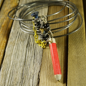 Industrial red pencil steel wire bracelet