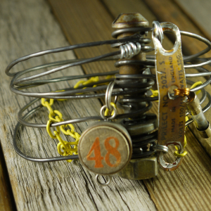 Industrial steam punk steel wire bracelet