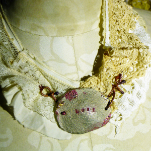 Tattered lace necklace with Iced Enamels on pewter