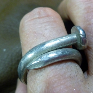 Unisex pewter nail ring