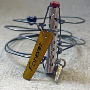 Vintage hair roller forever steel bracelet