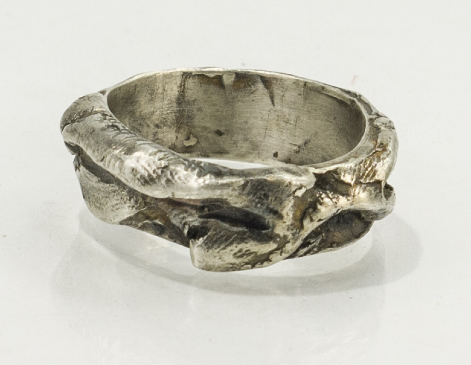 Rugged textured organic men's sterling silver ring | Jomama