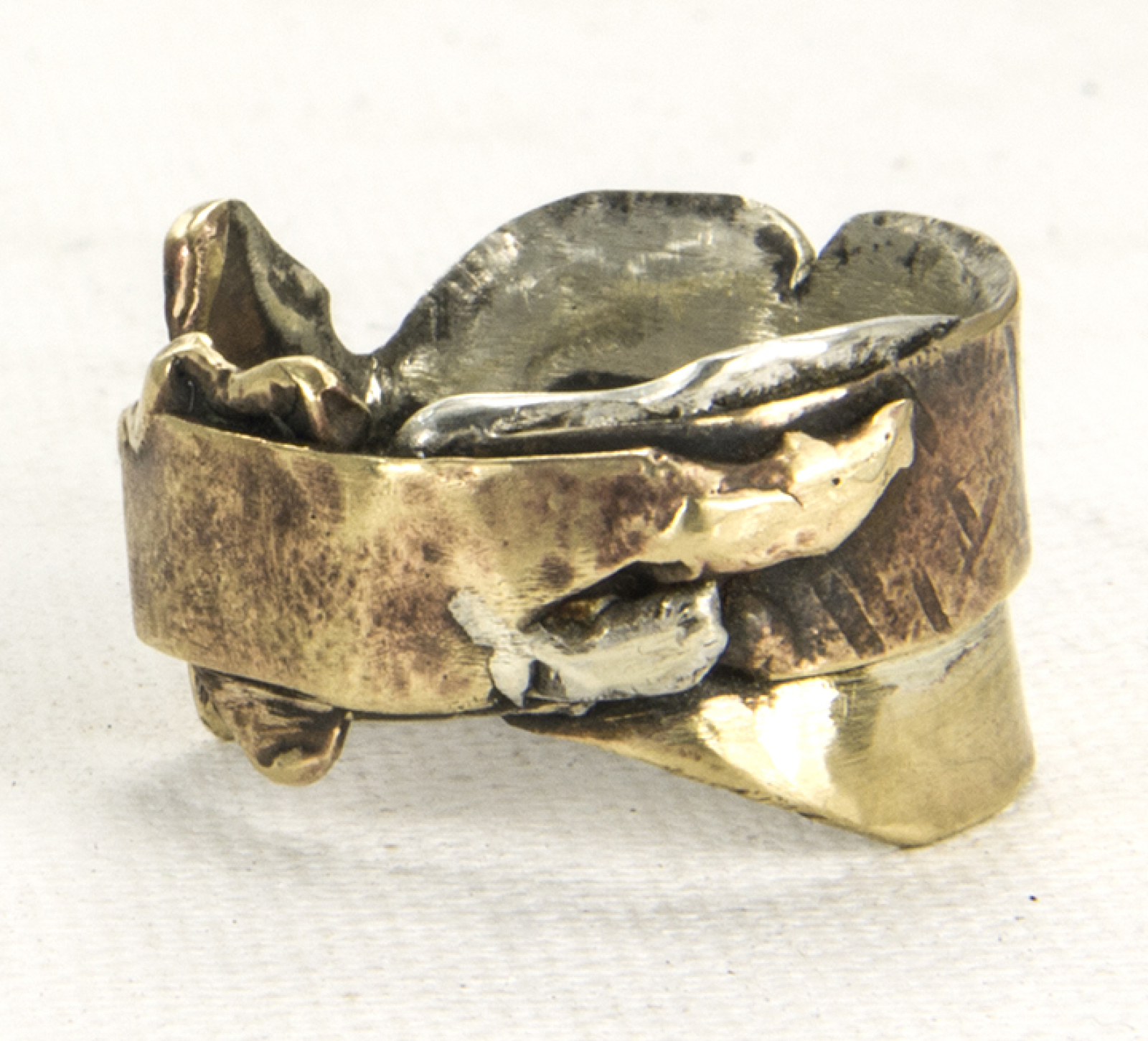 Rugged Unisex Sterling Silver And Copper Ring Jomama