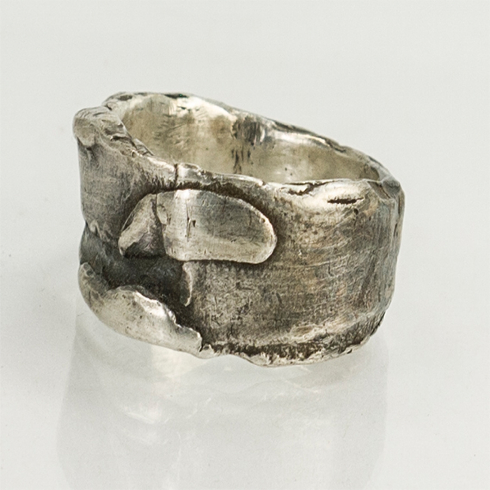 Men's chunky organic style sterling silver ring Jomama