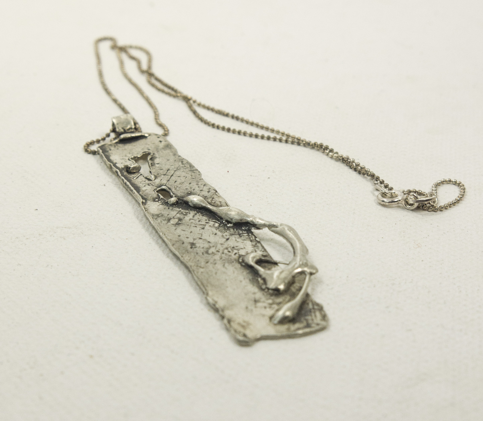 Organic textured sterling silver pendant necklace Jomama