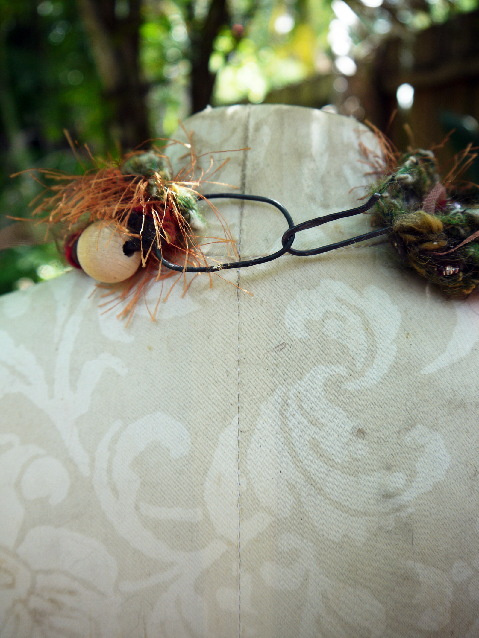 Yarn fringe mixed media charm necklace Jomama