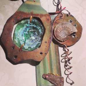 Necklaces made from Georgia roof tins